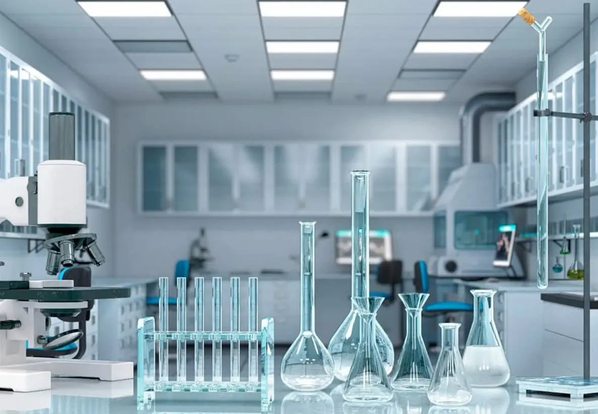 Scientist using microscope